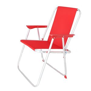 WELL HOME Sedia da Spiaggia Pieghevole in Metallo Rosso 44x44x74 cm per Relax all'Aperto - Product Image 1