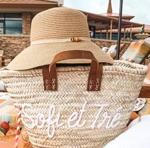 Sac en paille fait main avec du cuir, panier de marché français, sac de marché français, panier en paille - Product Image 4