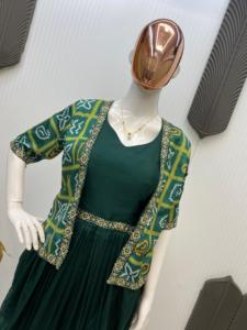 Pure Chinon Indian Pakistani Designer Heavy Printed Shrug Fancy Party Wedding Ropa étnica Últimas mujeres exclusivas para niñas - Product Image 3