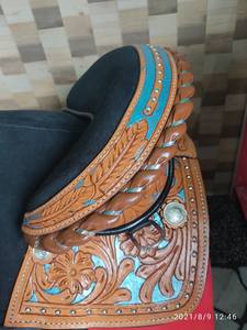 Sillín de caballo sin árboles de alta calidad, Western Pleasure Trail Barrel Racing, cuero Premium, asiento de 14 a 18 pulgadas Venta caliente - Product Image 2