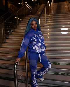 High Quality Sweat suit Manufacturer Distressed Acid Wash Zip Up <b>Applique</b> Patch Embroidery Flare Sweat pant DTF DTG printing - Product Image 2