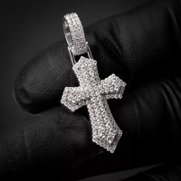 Colgante de Cruz Ortodoxa de Plata de Ley 925 de Calidad Premium con Moissanita, Estilo Hip Hop, Unisex, Regalo, Bañado en Rodio 14K
