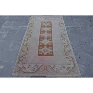 Alfombra de látex ecológica de lana Beige naranja clásica de área grande 3,8X6,9 pies diseño turco patrón de retazos abstracto rectángulo - Product Image 1