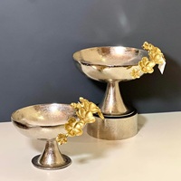 Plateau décoratif de table de mariage en aluminium moderne, écologique et luxueux, avec poignées dorées