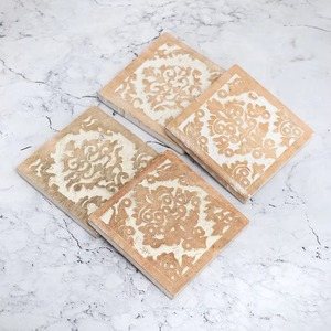 Dessous de verre en bois de qualité supérieure avec tapis de boisson élégant au design sculpté royal pour la table à manger de cuisine et l'utilisation quotidienne en gros de l'Inde - Product Image 5