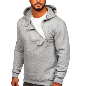 Sudadera con capucha de lana de algodón gris jaspeado de corte clásico para hombre 100% sudadera lisa con logotipo personalizado bordado e impreso para invierno - Product Image 4