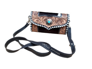 Listo para enviar embragues de mujer de estilo occidental de cuero hecho a mano hechos de cuero de vaca - Product Image 2