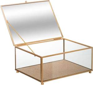 กล่องแก้วโลหะเคลือบทองแบบพรีเมี่ยมพร้อมแผ่นใสเหมาะสำหรับโชว์เครื่องประดับตกแต่งและของสะสมขนาดเล็ก - Product Image 2