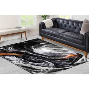 Alfombra Tradicional Negra de Lana Chenille con Diseño de Patchwork, Ecológica, con Base de Látex, para Comedor - Product Image 1