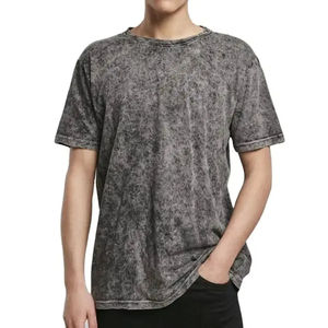 OEM a la moda a granel en blanco liso 100% algodón lavado a la piedra camiseta de los hombres lavado ácido vintage negro camiseta unisex logo camiseta - Product Image 2