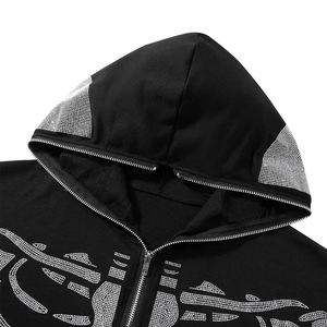 Sudadera con Capucha de Felpa 100% Algodón para Hombre, Estilo Urbano, con Estampado de Diamantes de Imitación, Tejido Sólido, Jersey de Invierno Transpirable de Secado Rápido con Bolsillo Frontal y Logotipo - Product Image 5