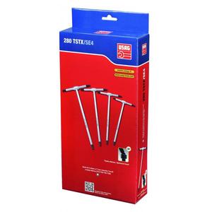 Juego de Cuatro Llaves en T con Cabeza Esférica para Tornillos Torx, Destornillador USAG - Product Image 2