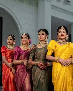 Ropa de novia de diseño, Saree de seda suave, ropa de fiesta tradicional, Color impresionante, tejido completamente dorado - Product Image 2