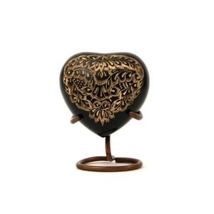 Urna de cremación de corazón con estampado de pata dorada con soporte Proveedor de funerales para mascotas Urna de recuerdo de cenizas Urnas de cremación hechas a mano Tamaño pequeño - Product Image 2