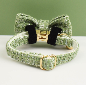 Personalized Breathable Warm Winter Western Adjustable Cat Collar and Leash Set with Custom Engraved Name and <b>Bow</b> Tie - Product Image 5