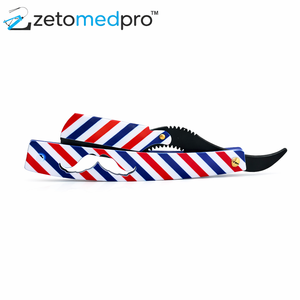 Navaja de Barbero Recta con Mango de Madera Azul y Soporte Reutilizable - Product Image 6