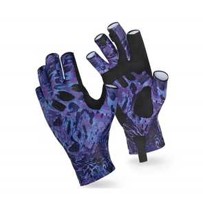 Guantes de Pesca de Medio Dedo Azules con Estampado por Sublimación - Unisex para Todas las Estaciones - Cierre de Gancho y Bucle - Antideslizantes - Product Image 4