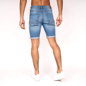 Pantalones cortos de mezclilla sólidos para hombre, desgastados, rasgados, transpirables, de secado rápido, cintura elástica, entrenamiento informal de verano - Product Image 3