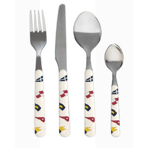 Ensemble de 4 couverts en acier inoxydable de style américain avec manche blanc fabriqué à la main de qualité supérieure en argent - Product Image 1