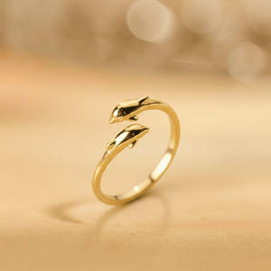 Hallmark White Gold Plated <b>Ring</b> Silver <b>Couple</b> Dolphin Love Gemstone Inlay Technology Zircon Main Lovers for Engagement Gift - Product Image 1