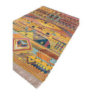 Tapis géométrique en laine, bambou et soie Freedom Manchaha Gold Style Classique 9x12 pour la maison et le couloir, noué à la main - Les-8335 - Product Image 2