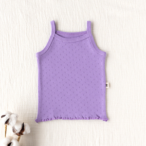 Camiseta sin Mangas de Punto Morado para Bebé, Cuello Redondo, Transpirable, de Algodón, Informal, con Detalle de Volantes, para Verano, de 12 a 15 Meses - Product Image 1