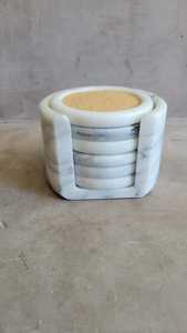 Juego de Posavasos de Mármol Blanco, Posavasos Vintage para Bebidas, Decoración de Mármol Atemporal - Product Image 2