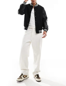 Chaqueta Varsity para hombre, chaqueta Bomber de diseño personalizado, Mangas de cuero, bordado de chenilla, chaqueta universitaria de béisbol Letterman Varsity - Product Image 3