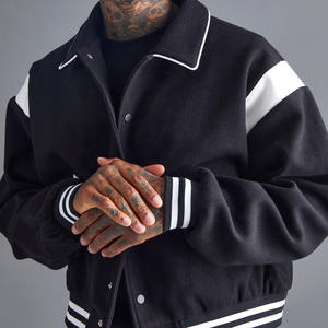 แจ็คเก็ตเบสบอลวาร์ซิตี้แบบวินเทจ แขนหนังปักไหมเชนิลล์ ระบายอากาศได้ดี สำหรับผู้ชาย ผลิตตามแบบ OEM - Product Image 3