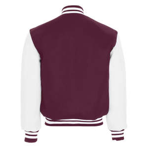 Vestes de baseball pour hommes en tissu 100% laine de couleur marron foncé, col côtelé, taille plus, boutonnées, pour l'hiver, vente en gros - Product Image 2