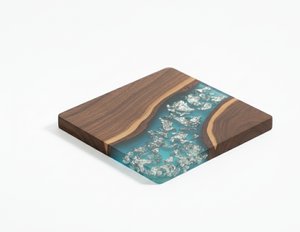Ensemble de sous-verres en bois et résine imprimés découpés à la main, durables, avec des formes personnalisables |   Protection de table résistante à la chaleur pour la maison - Product Image 2