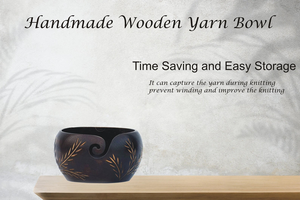 Cuenco de hilo de madera hecho a mano organizador de punto y ganchillo con cuenco de hilo de hoja tallada regalo de Navidad funcional - Product Image 3