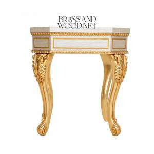 Ensemble de table en bois peint à la main, classique et luxueux, doré - Product Image 4