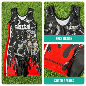 Diseño personalizado Sublimación Wrestling Singlet Venta caliente Hombres y niñas Wrestling Singlet Body Wear Body New Fighting Wears - Product Image 3