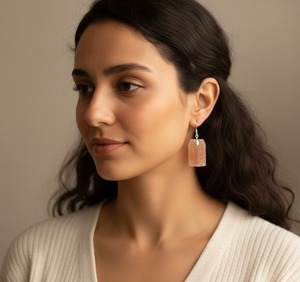 ต่างหูเกลือหิมาลัยทรงเรขาคณิต ทำด้วยมือ เครื่องประดับเกลือหินสีชมพูแท้ ของขวัญธรรมชาติที่ไม่เหมือนใครสำหรับผู้หญิง - Product Image 3