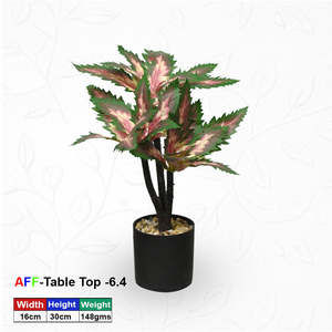 Plante succulente artificielle rosée variegée pour table - Product Image 1