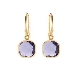 Boucles d'oreilles pendantes en argent sterling 925 plaqué or de qualité supérieure, pierre précieuse en améthyste naturelle de qualité supérieure, coupe hydro-cushion, bijoux fins pour elle - Product Image 2
