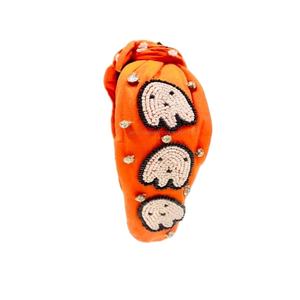 Halloween Seed Beaded Themed <b>Headbands</b> Indian Seeds Beaded Hand embroidered Mickey Top Knotted Hair Accessory - Product Image 1