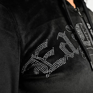 Street Wear vêtements de plein air en couleur noire femmes sweats à capuche, meilleur vendeur produit femmes strass à capuche - Product Image 6