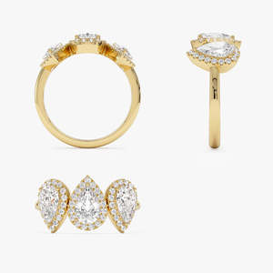 Bague de fiançailles en or 14 carats avec diamant de laboratoire en forme de poire, serti halo, brillant et fait main, 1,90 ct E-F VS, pour usage quotidien, bijou raffiné, cadeau - Product Image 3