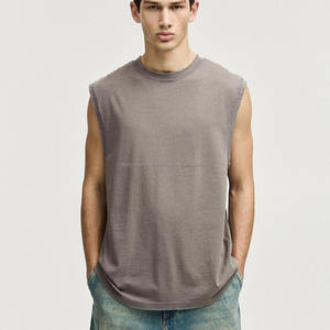 300 GSM peso pesado Color sólido de gran tamaño fuera del hombro estilo holgado hombres aceptar logotipo personalizado 100% Camiseta de algodón - Product Image 1