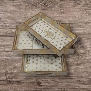 Antique Style <b>Enamel</b> Printed Fancy Design Wood Serving Tray Customised MDF with Decorative Feature - Product Image 3