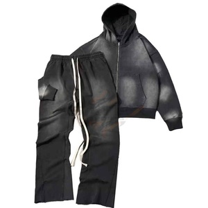 Chándal Ligero de Invierno Unisex de Marca Reconocida con Capucha, Lavado Ácido, Casual, Ecológico, de Poliéster y Algodón, Color Sólido, Personalizable - Product Image 1