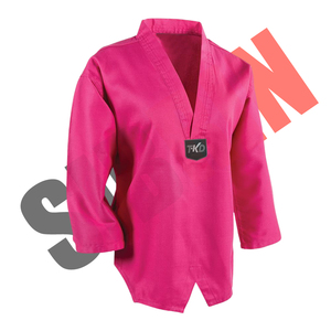 ชุดเทควันโดคุณภาพพรีเมียม สีชมพู น้ำหนักเบา รับสกรีนโลโก้/ออกแบบ ชุดศิลปะการต่อสู้แบบเกาหลี ราคาประหยัด ชุดโดบก ชุดยูโด - Product Image 2