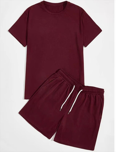 Ensemble short de fitness unisexe de haute qualité 100% coton avec logo personnalisé, chemise de jogging solide pour la saison estivale, taille normale pour hommes - Product Image 5