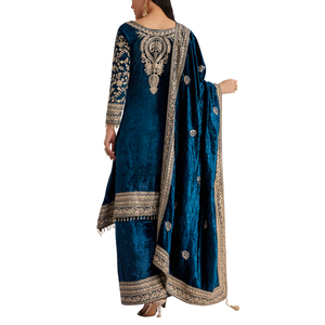 Robe de mariée en velours brodé professionnelle, tissu doux, 100% velours, élégante, pour les fêtes d'hiver, mariage, haute qualité - Product Image 3