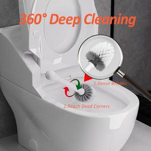 HOLAMOPA Brosse de toilette créative de style nordique orange, ensemble de brosse de nettoyage moderne en forme de <span class=keywords><strong>coquille</strong></span>, ouverture automatique avec base - Product Image 3