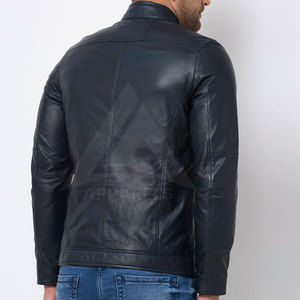 Chaqueta de piel de vaca de Color sólido para hombre, diseño personalizado, genuino, Natural, totalmente personalizada, ropa de calle, cuello levantado - Product Image 4