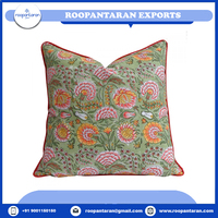 Vente chaude Housses De Coussin Pour Canapé Exquis Main Bloc Imprimé 100% Coton Passepoil Housse De Coussin Taie D'oreiller À Des Prix Pas Cher