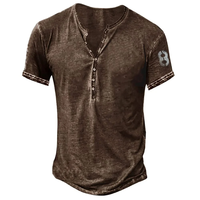 T-shirt Henley personnalisé pour homme 2025, col en V, imprimé, surdimensionné, polyester/coton, anti-plis, écologique, séchage rapide, respirant, décontracté